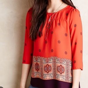 Maeve Rila Bordered Anthropologie Blouse